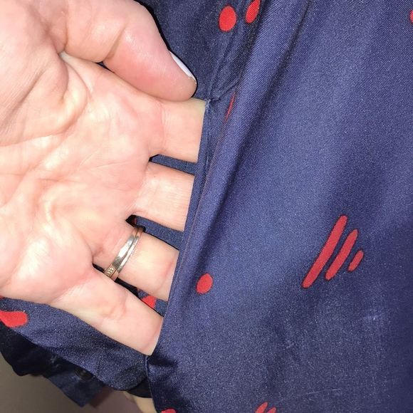 Vintage 40s handcrafted blue & red geometric print dress modern size XL / 1X - Picture 7 of 12